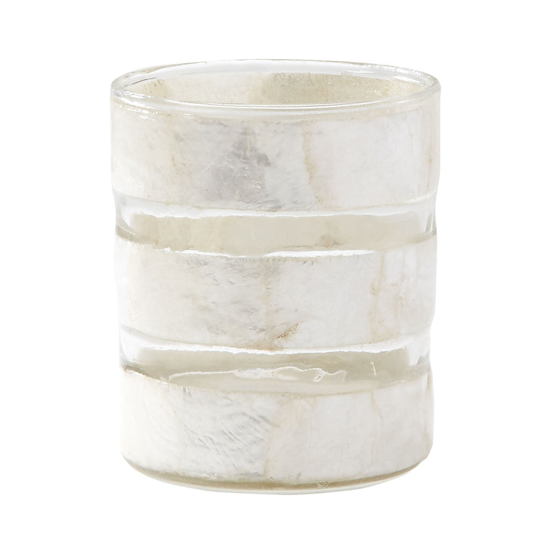 784055 White Capiz Striped Votive Candle/Candle Holder - RauFurniture.com