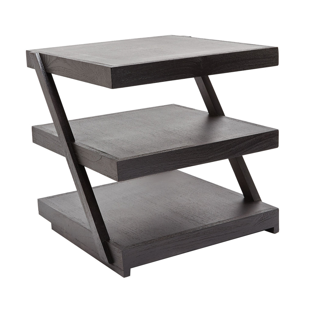 784060 Stacked Black Teak Side Table Table - RauFurniture.com