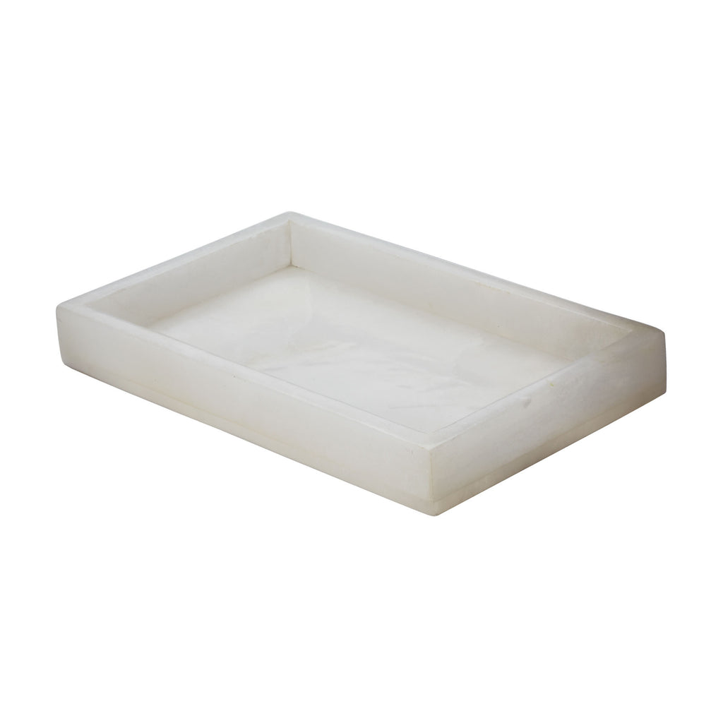 786024 White Alabaster Vanity Tray Tray - RauFurniture.com