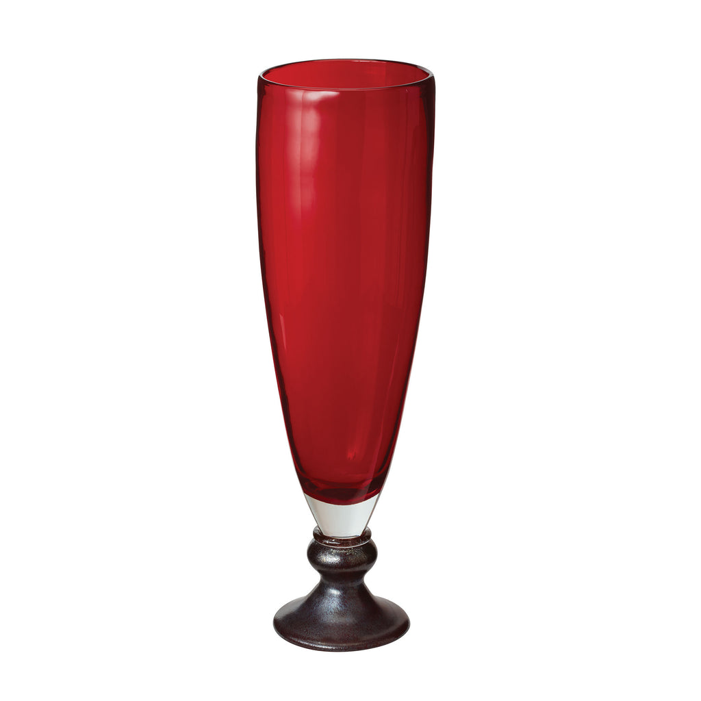 787158 Ruby Pearl Vase With Metallic Foot - Large Vase/Urn - RauFurniture.com