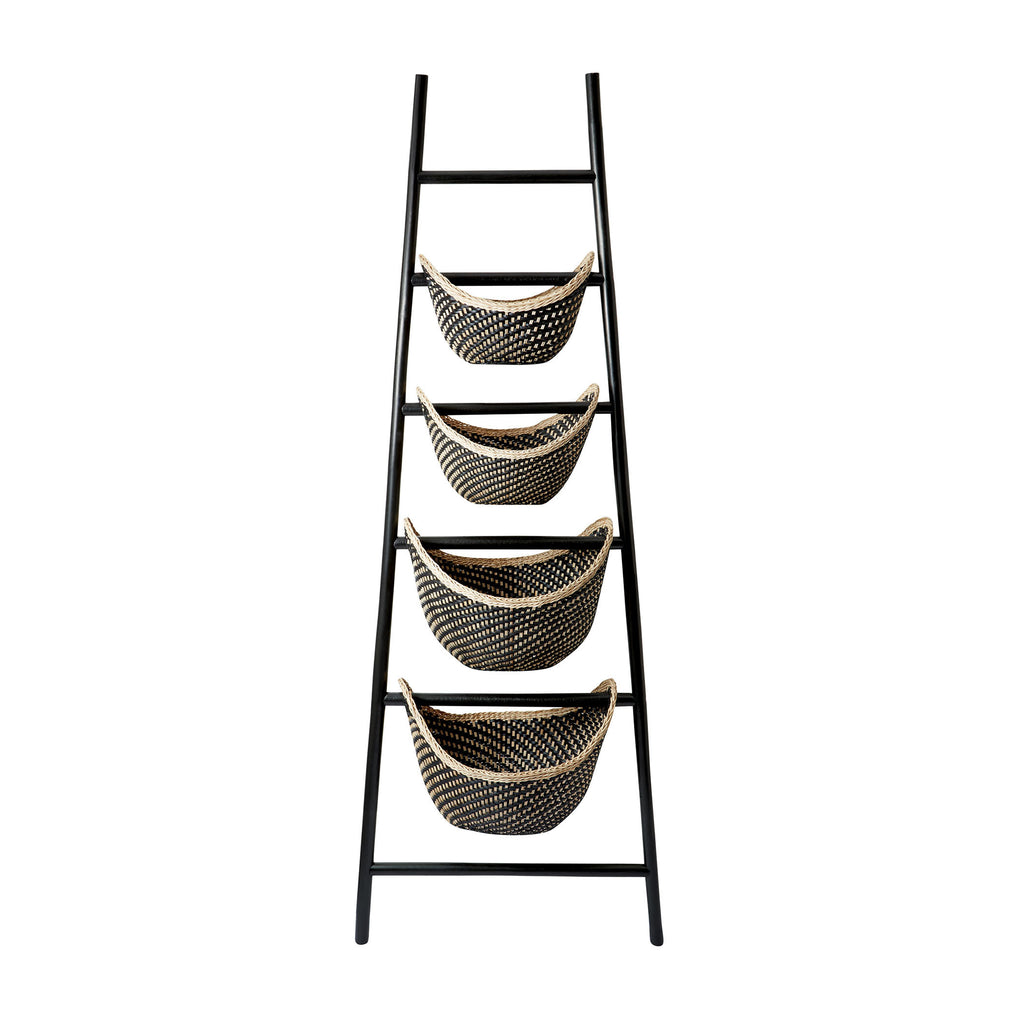 797001 Black Plaid Ladder Basket Basket - RauFurniture.com