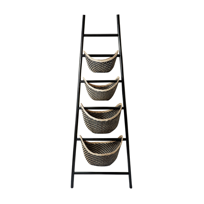 797001 Black Plaid Ladder Basket Basket - RauFurniture.com