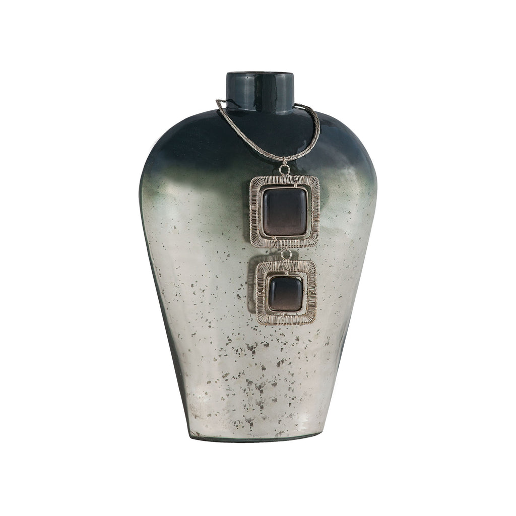 8468-070 Vase Kairos 11-Inch Glass Vase In Slate Vase/Urn - RauFurniture.com