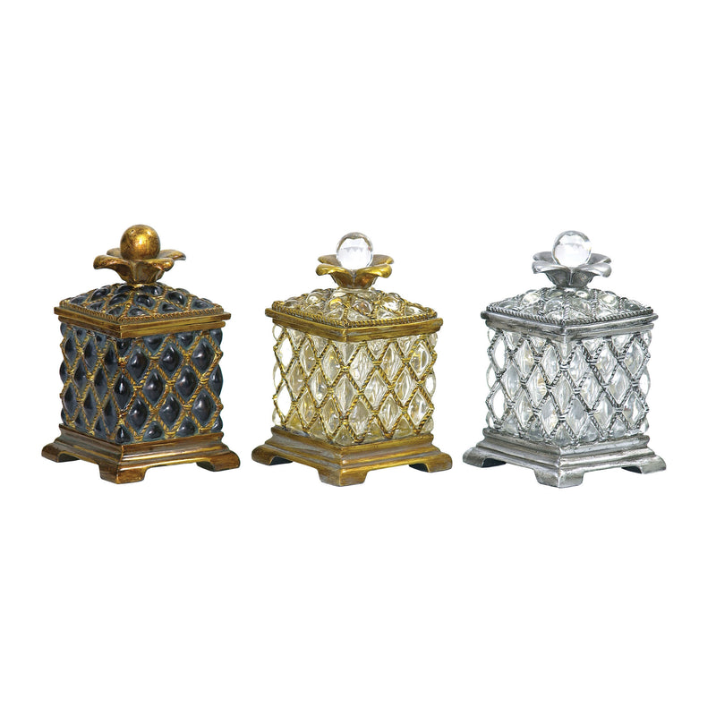 87-1145 Set Of 3 Assyrian Keepsake Boxes - Free Shipping! Box/Canister - RauFurniture.com
