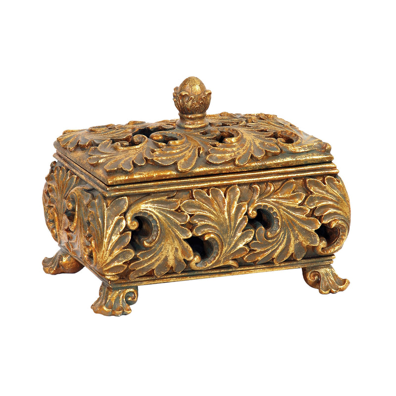 87-2636 Textured Leaf Keepsake Storage Box Box/Canister - RauFurniture.com