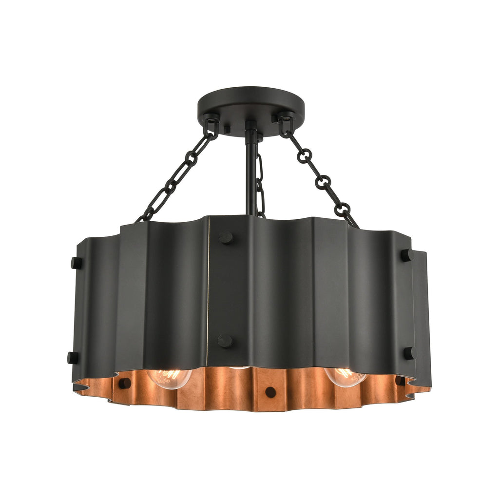 Clausten - Semi Flush Mount - Black, Gold, Gold