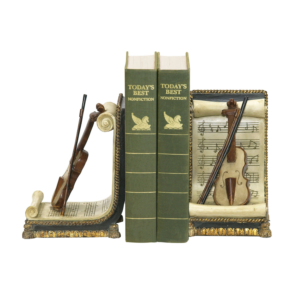 91-1613 Pair Of Violin And Music Bookends Bookend - RauFurniture.com