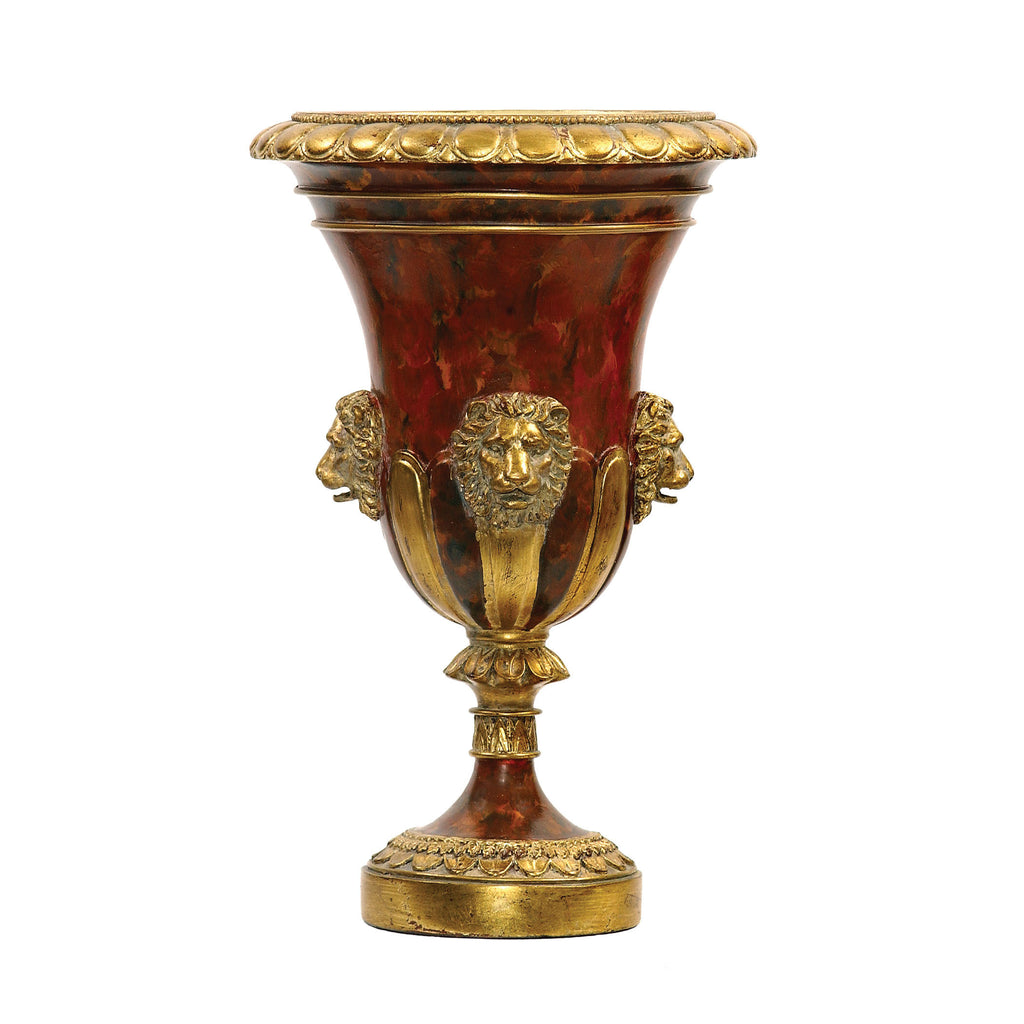 91-1644 Large Lion Head Urn Vase/Urn - RauFurniture.com
