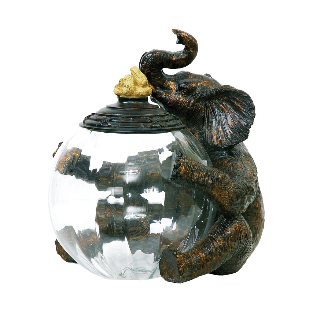 91-2264 Elephant Glass Storage Jar Jar/Bottle - RauFurniture.com