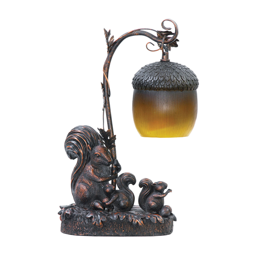 91-768 Squirrel Acorn Mini Accent Table Lamp Table Lamp - RauFurniture.com