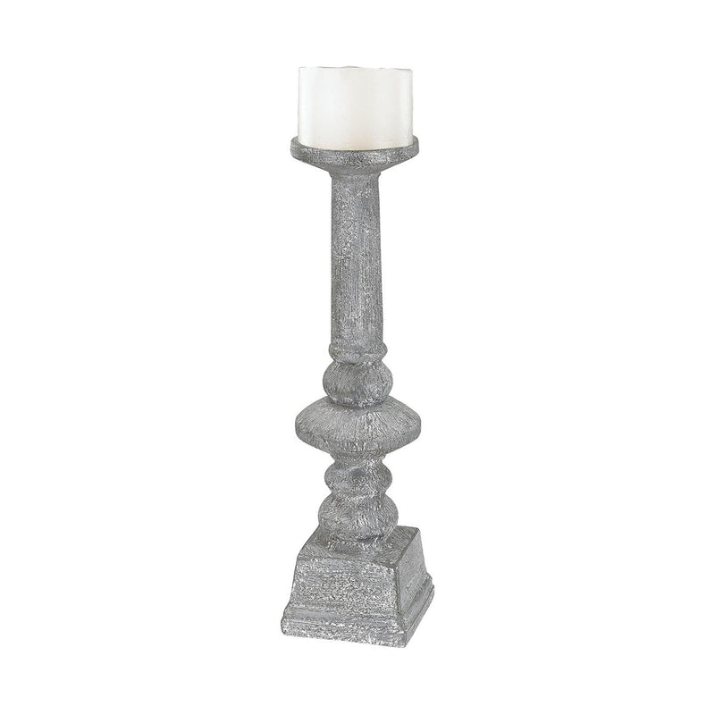 9166 - Floor Standing Grey Washed Candle Holder