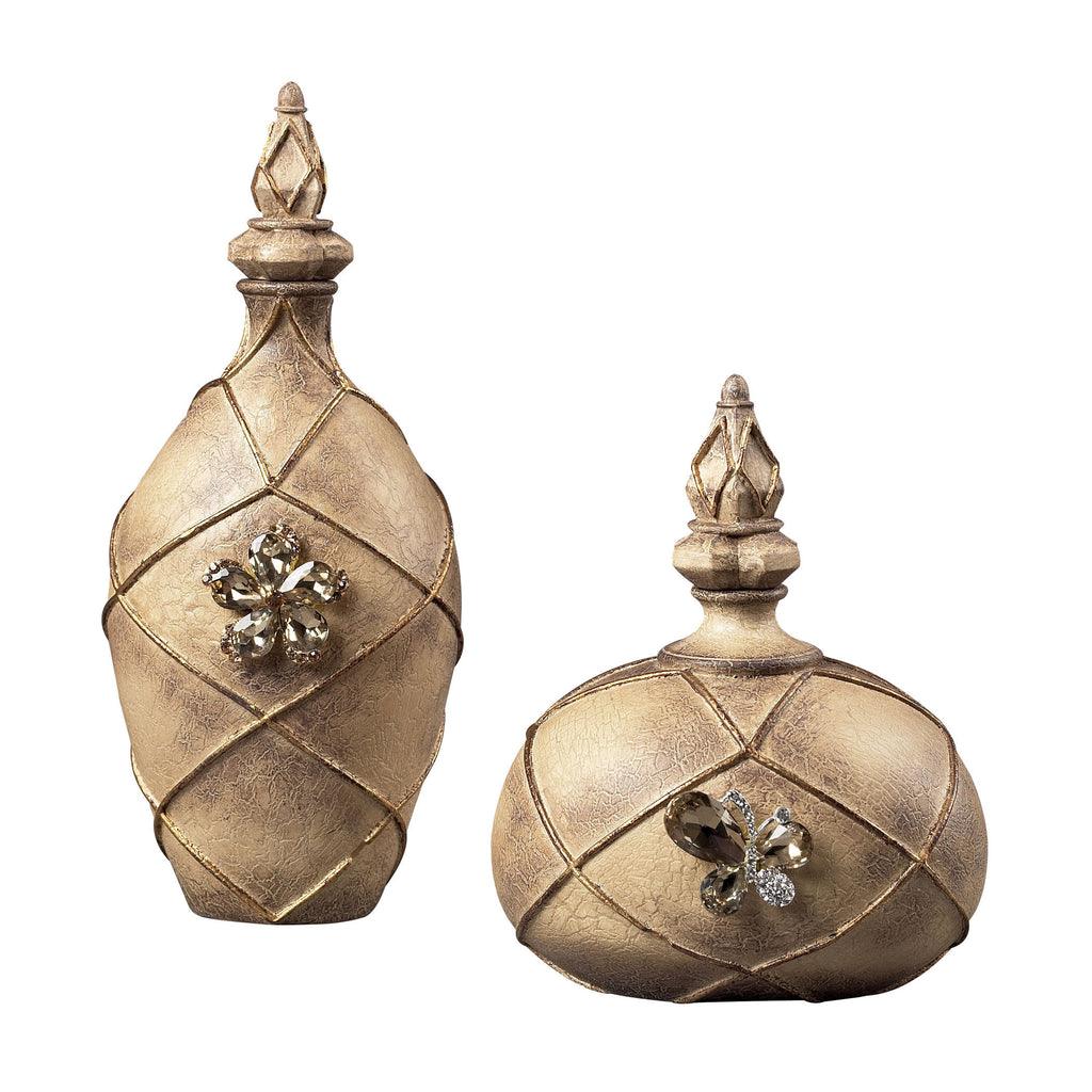 93-10084/S2 Decorative Boxes With Brooch Embellishment - Free Shipping! Box/Canister - RauFurniture.com