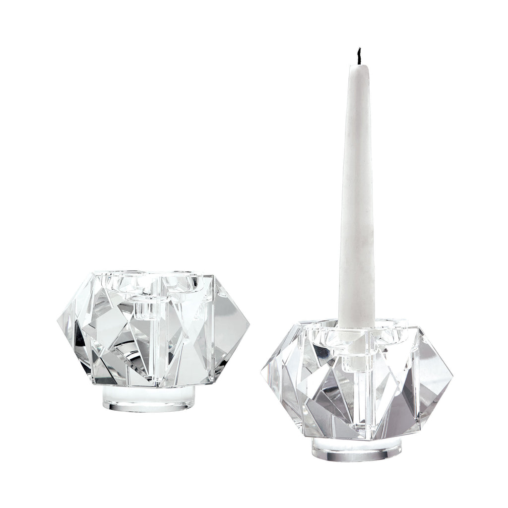 980010/S2 Small Faceted Star Crystal Candleholders - Set of 2 Candle/Candle Holder - RauFurniture.com