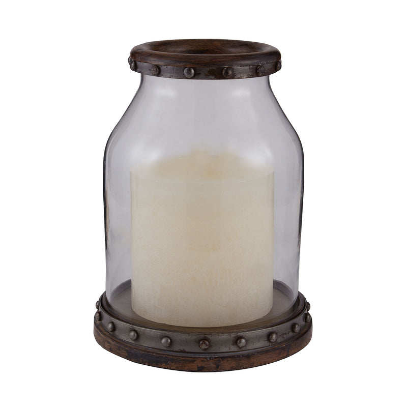 983-012 Nail-Head Banded Hurricane Candle/Candle Holder - RauFurniture.com