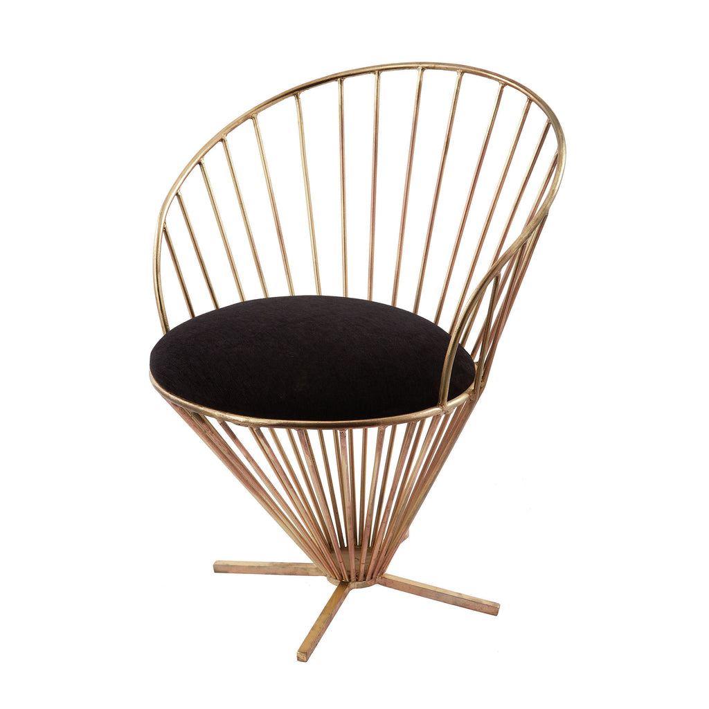 985-001 Iron Taper Wire Chair In Gold And Black Chair - RauFurniture.com