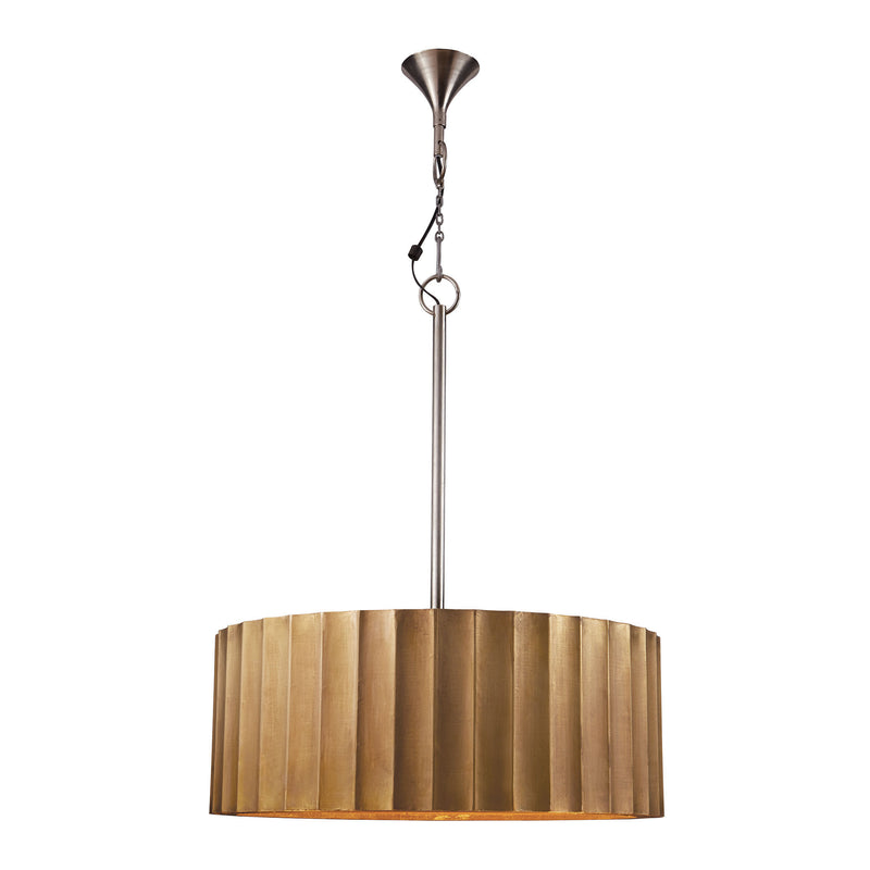 985-025 Large Brass Clad Ribbed Pendant Pendant - RauFurniture.com