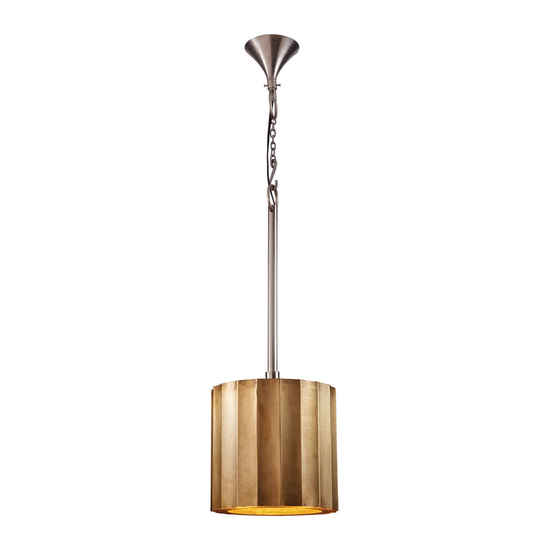 985-027 Small Brass Clad Ribbed Pendant Pendant - RauFurniture.com