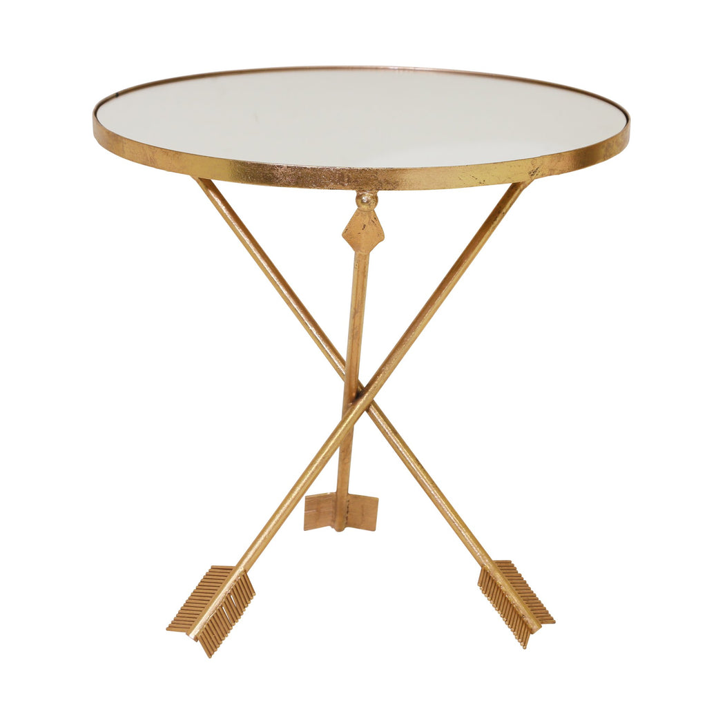 Gold Arrow Accent Table, Mirror Top