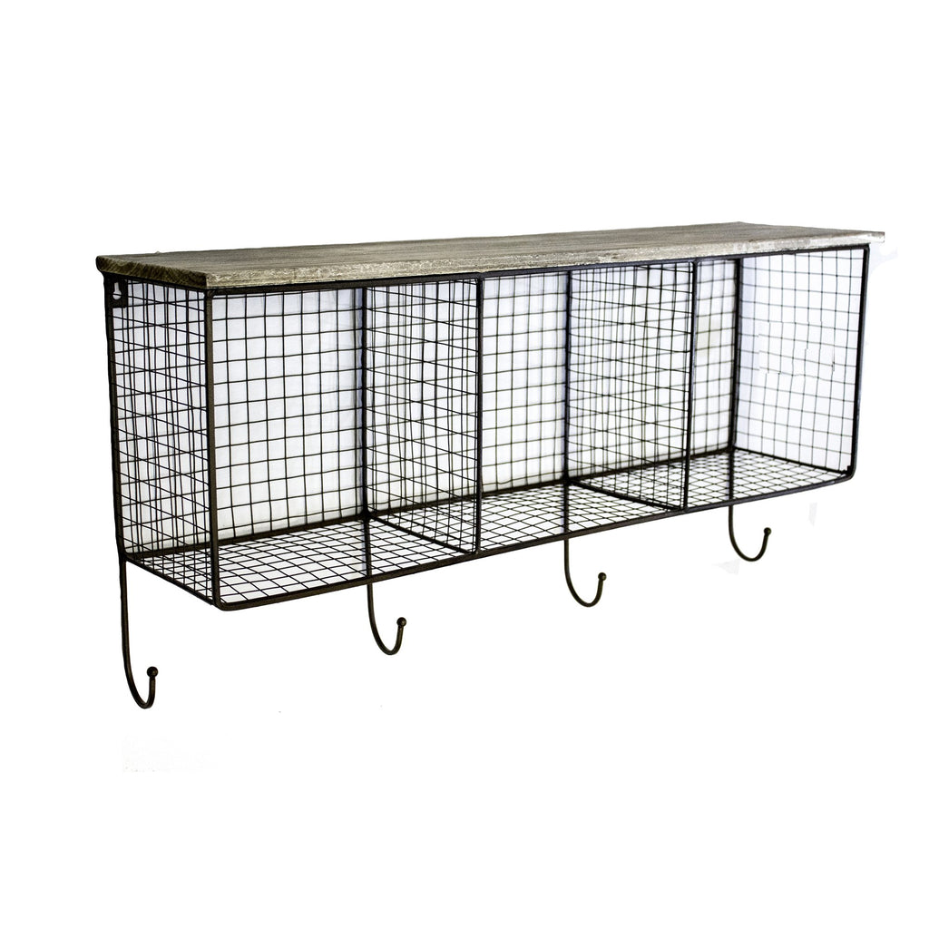 3-Bin Wire Wall Storage, Brown