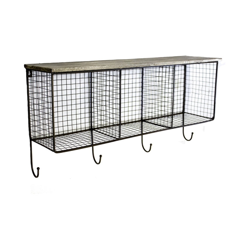 3-Bin Wire Wall Storage, Brown