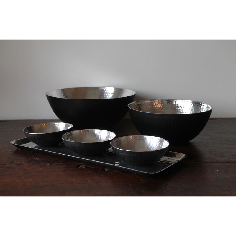 BOWL002 - Hand-hammered (3) Bowls with (1) Tray