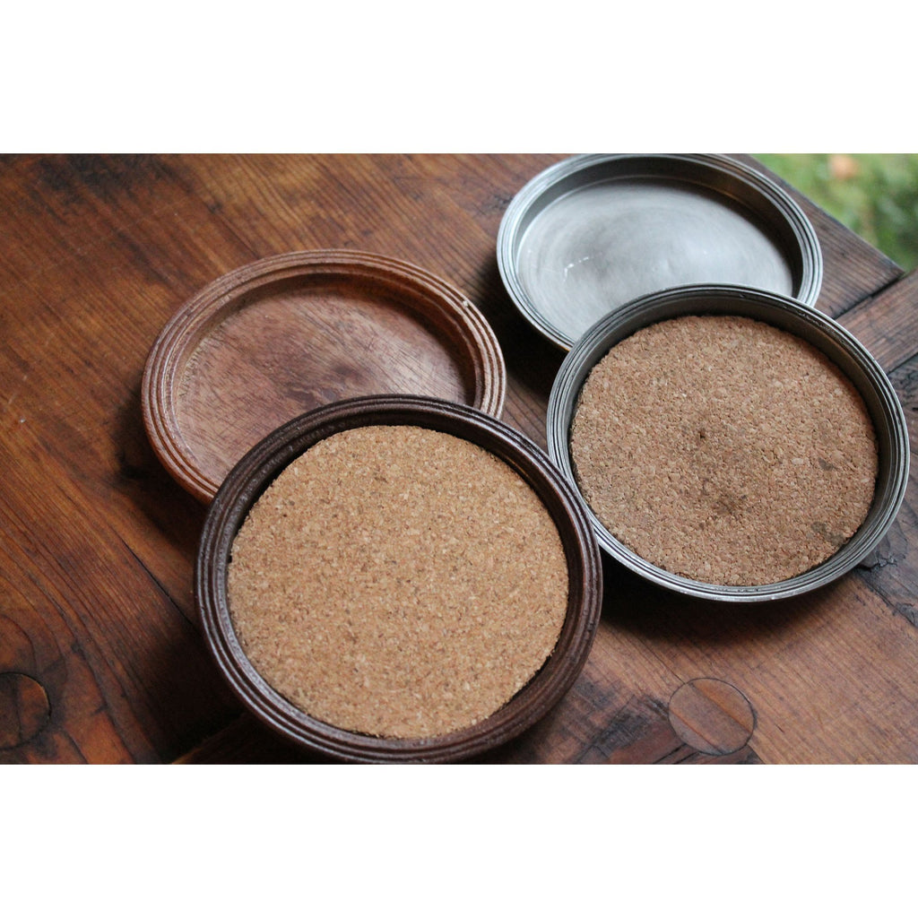 COAST007 - Cast Aluminum Coaster Set with Cork (Set of 4)