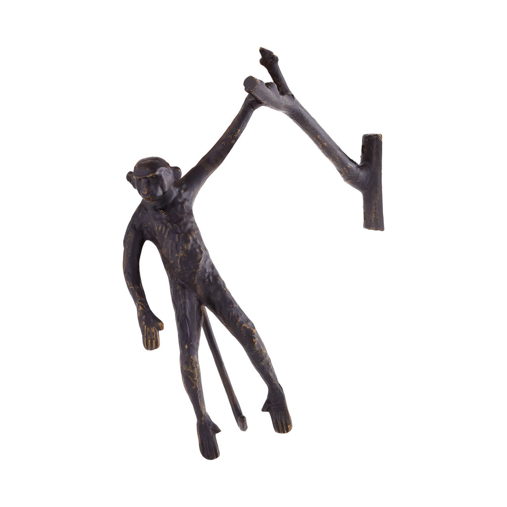 COAT003 - Aluminum Monkey Wall Hook - Dark