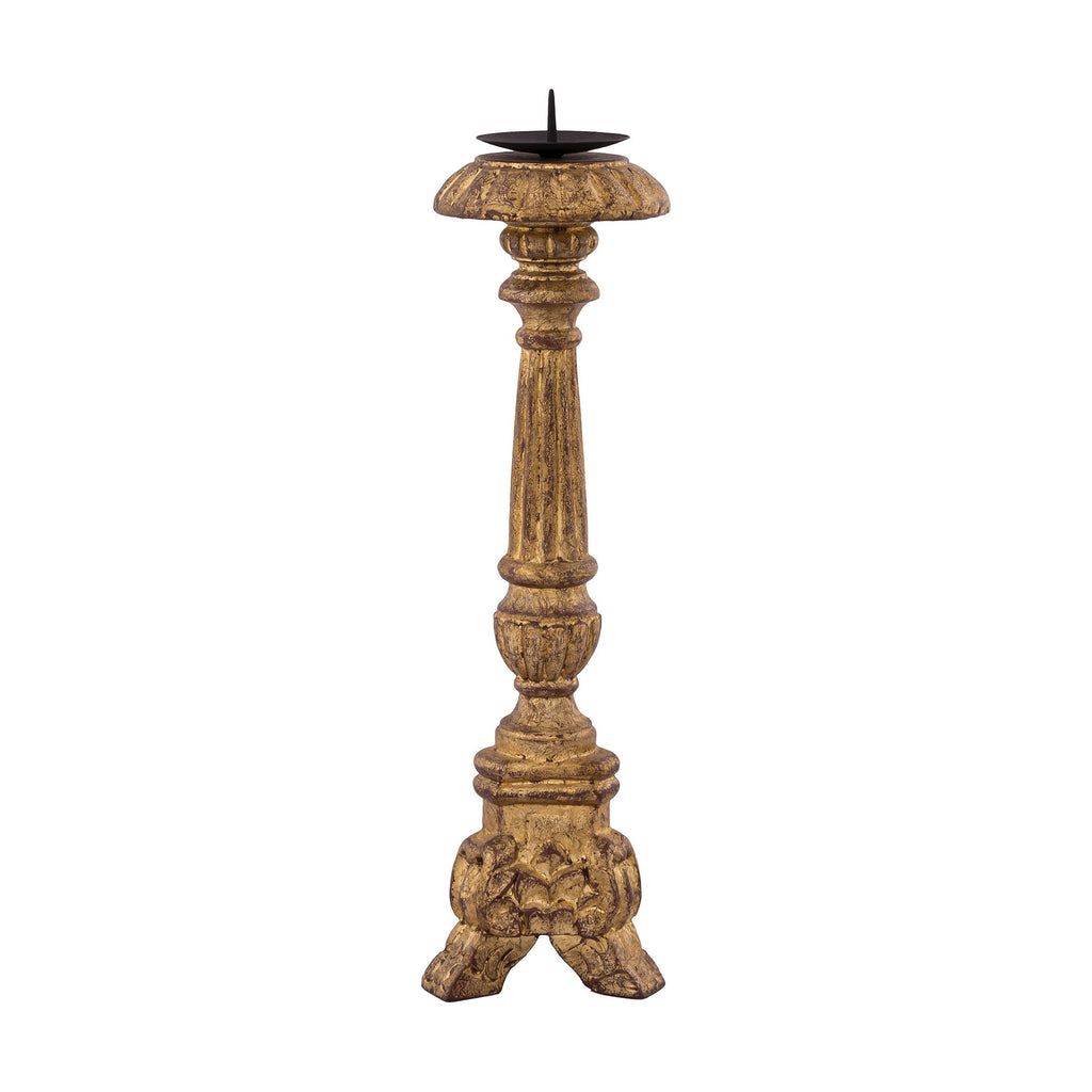 CSTND010 - Carved Mango Wooden Candlestick