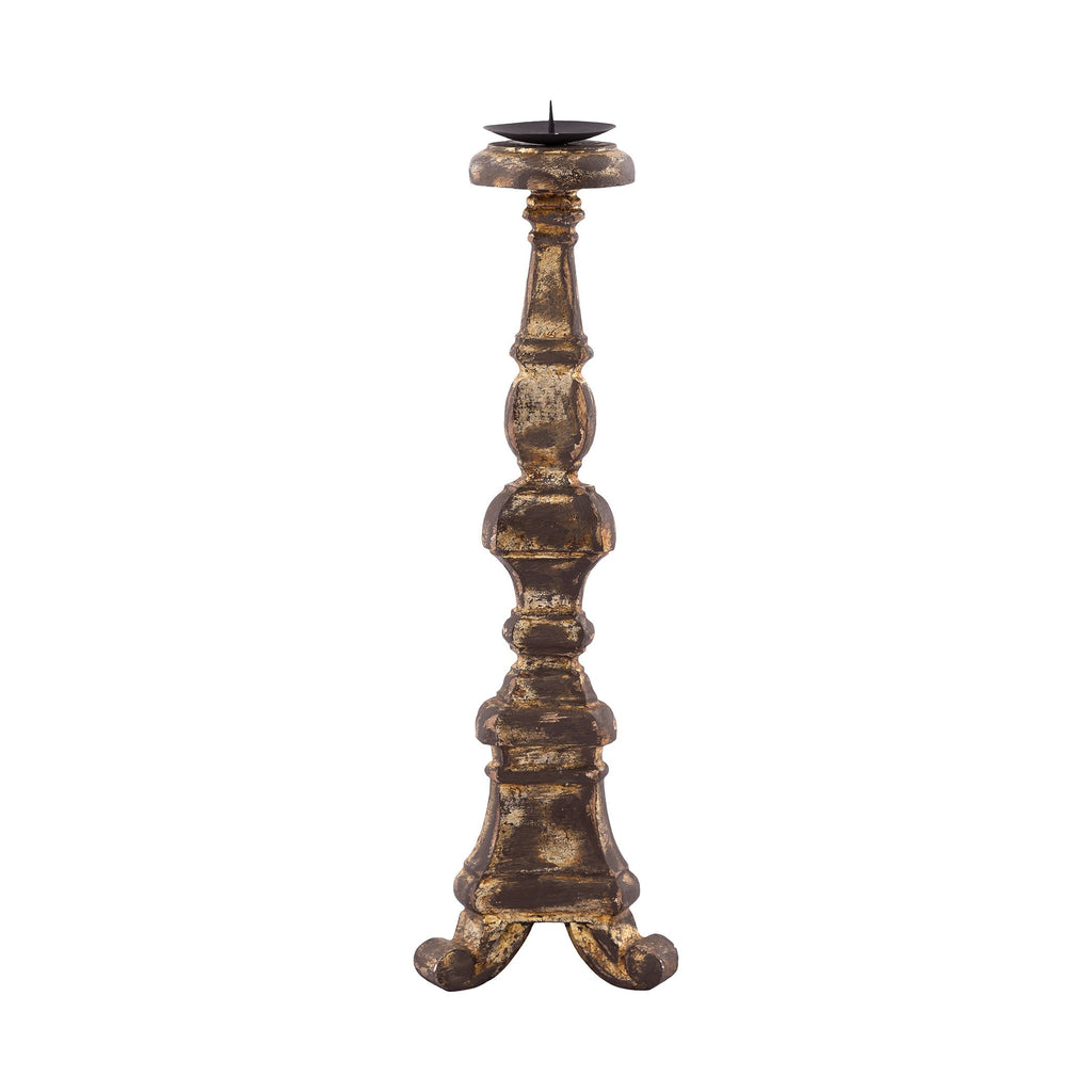 CSTND011 - Mango Wood Carved Candlestick
