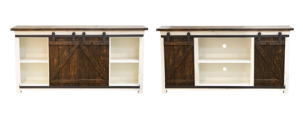 870 Barn Door Rodeo White TV Console - 60" or 70" - ReeceFurniture.com