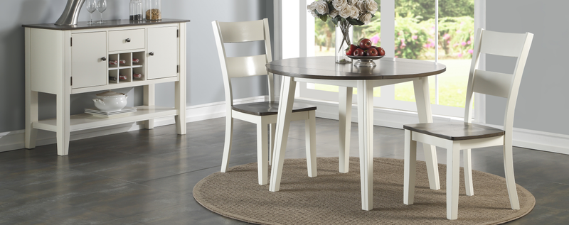 8205 Grey & White Drop Leaf Dining Room Set - ReeceFurniture.com