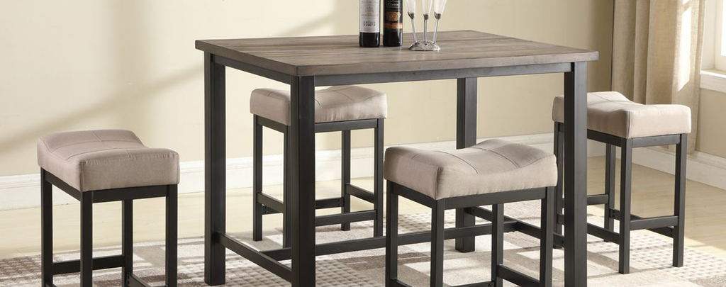 C1861 Rustic Walnut Pub Dining Set - ReeceFurniture.com