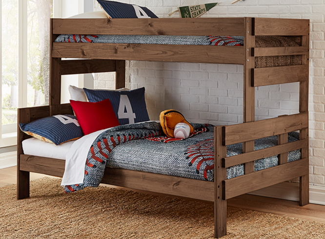 606 Twin/Full Chestnut Bunk Bed - ReeceFurniture.com