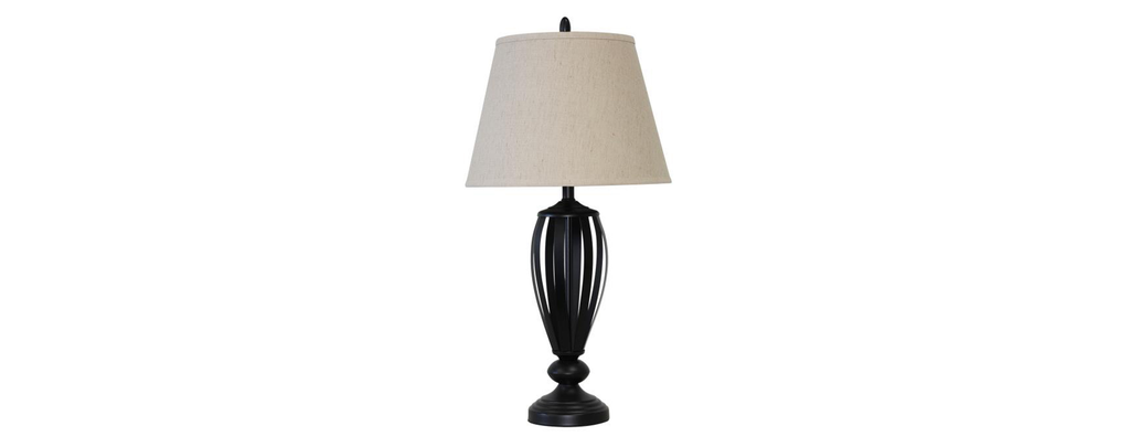 FHA003A Black Metal Table Lamps 2 Piece Set - ReeceFurniture.com