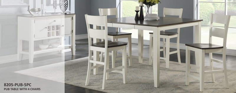 8205 Grey & White Pub Dining Room Set - ReeceFurniture.com