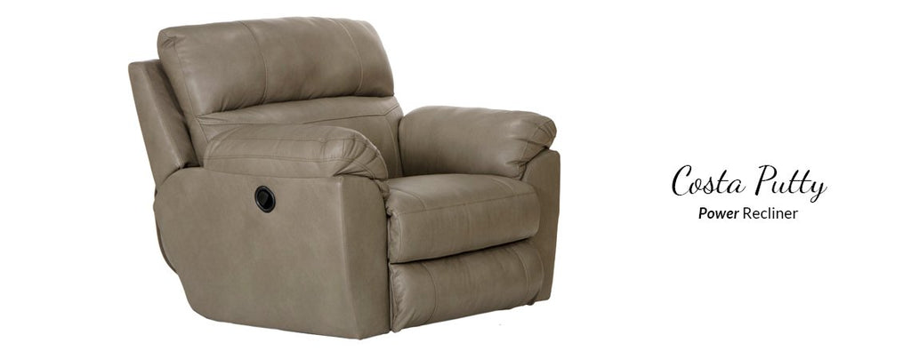 6407 Costa Putty Leather Recliner - ReeceFurniture.com