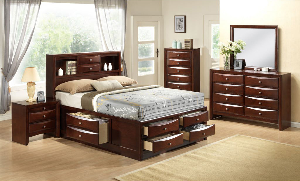 EG200 Emily Merlot Storage Bedroom - ReeceFurniture.com