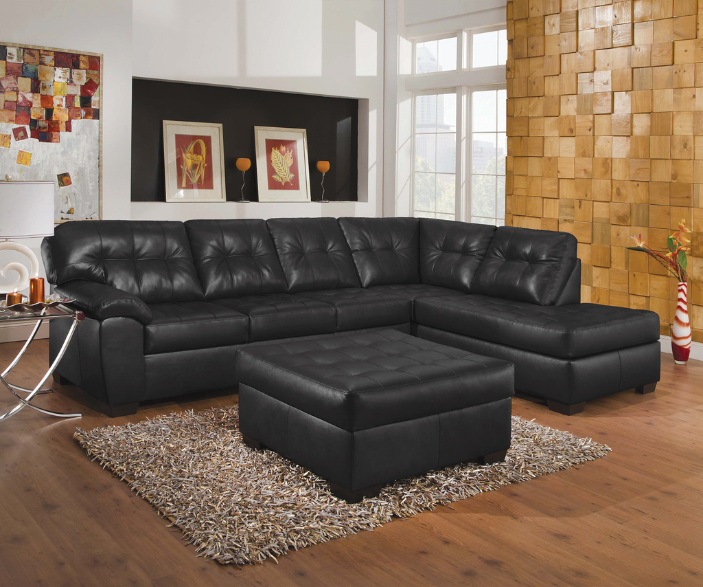 9568 Showtime Onyx Bonded Leather 2 Piece Sectional, Stationary Sectionals, Simmons, - ReeceFurniture.com - Free Local Pick Up: Frankenmuth, MI