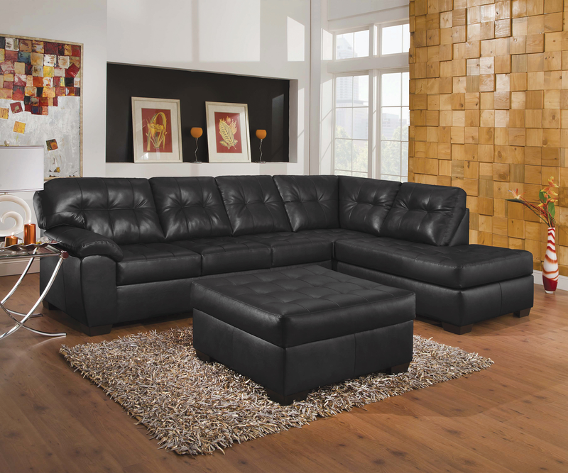 9568 Showtime Onyx Bonded Leather 2 Piece Sectional, Stationary Sectionals, Simmons, - ReeceFurniture.com - Free Local Pick Up: Frankenmuth, MI