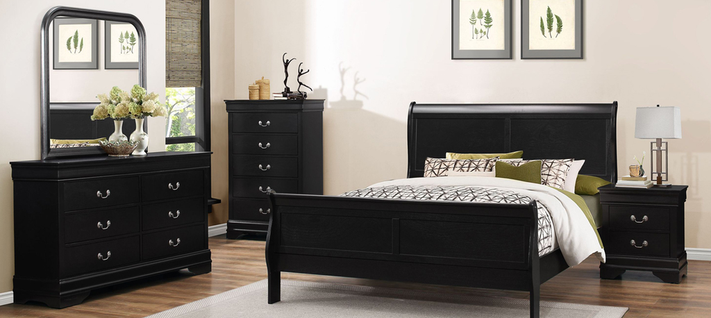 C4935 Ebony Louis Philippe Bedroom - ReeceFurniture.com