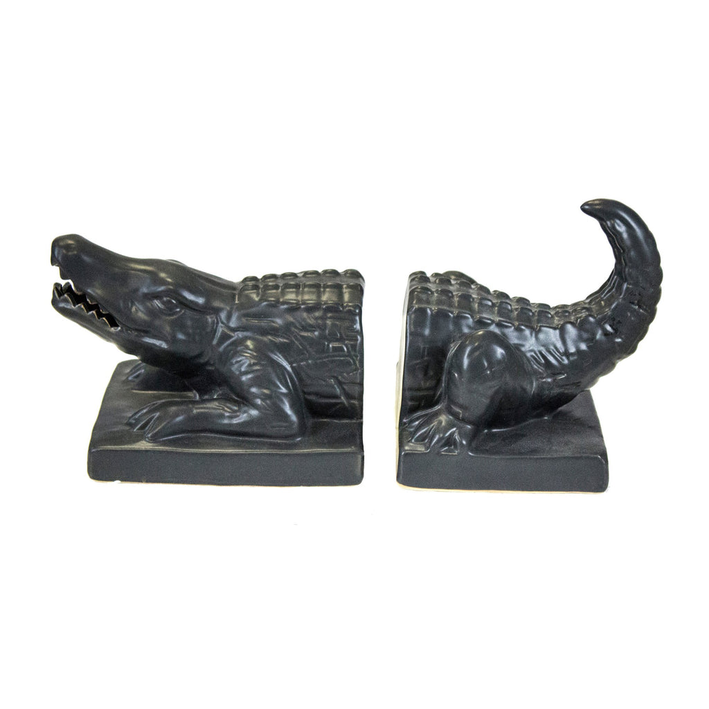 S/2 Black Alligator Bookends Ds