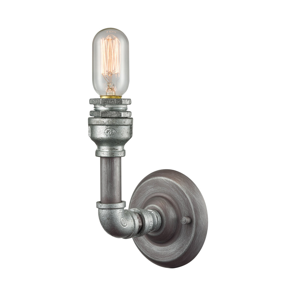 Cast Iron Pipe - Vanity Light - Weathered Zinc, Zinc Plating, Zinc Plating