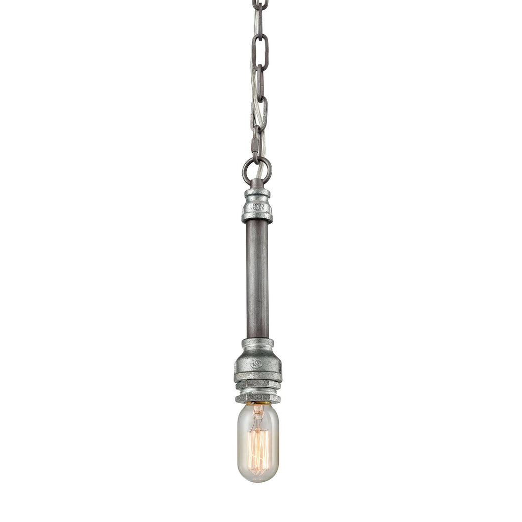 Cast Iron Pipe - Mini Pendant - Weathered Zinc, Zinc Plating, Zinc Plating