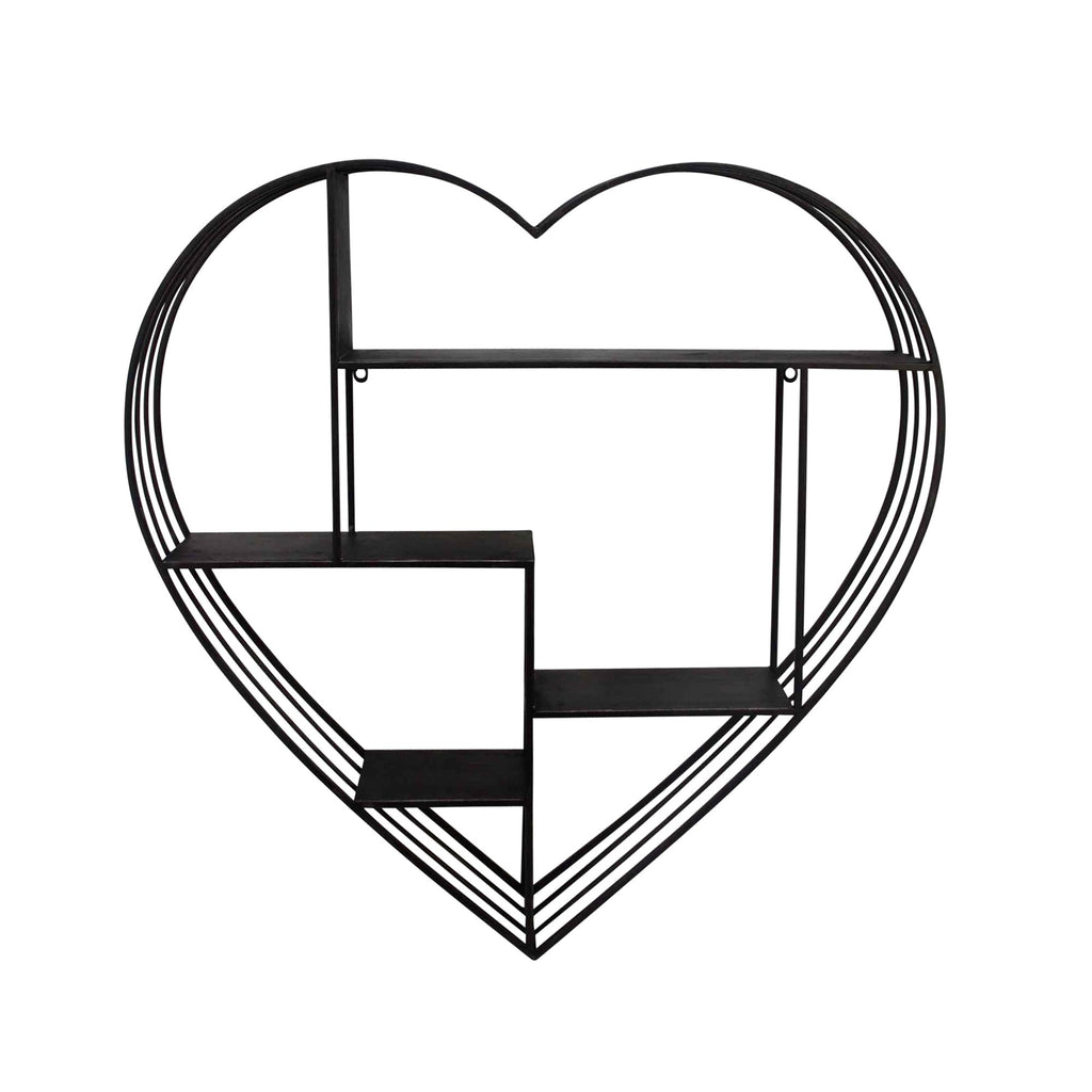 Metal 31.5" Heart Wall Shelf,Gun Metal