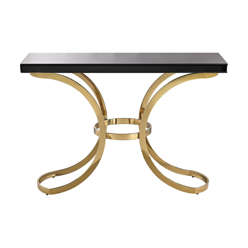 1114-196 Beacon Towers Console Table In Gold Plate And Black Glass - Free Shipping! Table - RauFurniture.com
