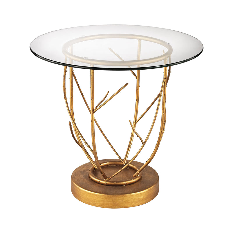 1114-206 Thicket Side Table In Gold Leaf And Clear Glass - Free Shipping! Table - RauFurniture.com