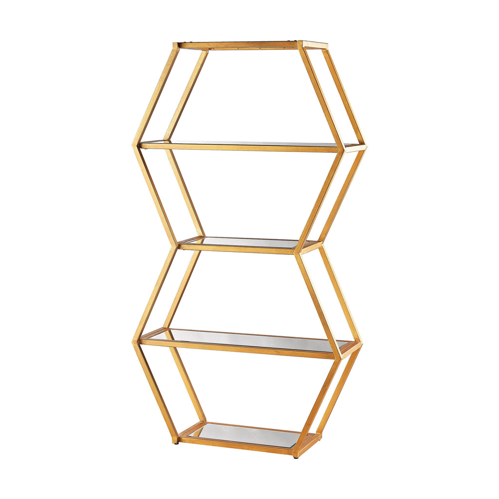 1114-208 Vanguard Book Shelf In Gold Leaf And Clear Mirror - Free Shipping! Shelf - RauFurniture.com