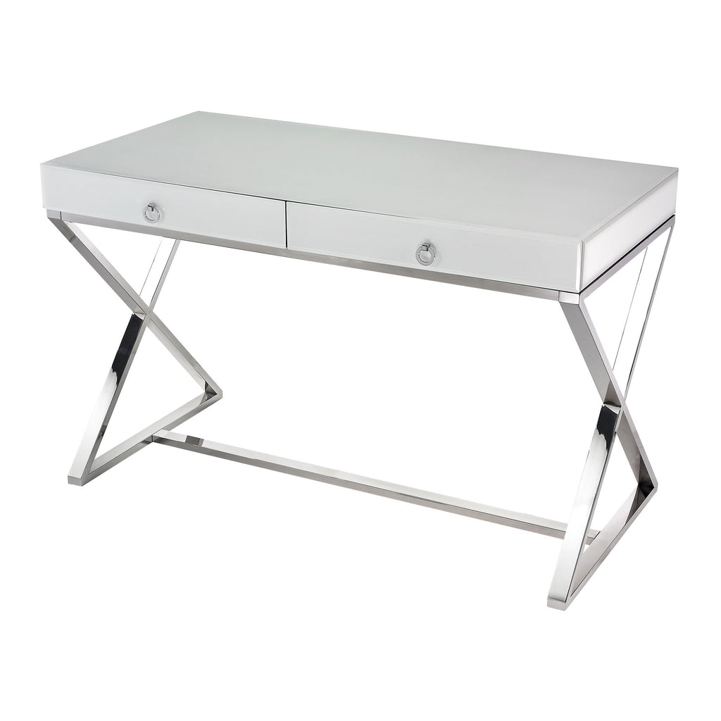 1141105 White Glass Desk - Free Shipping! Desk - RauFurniture.com