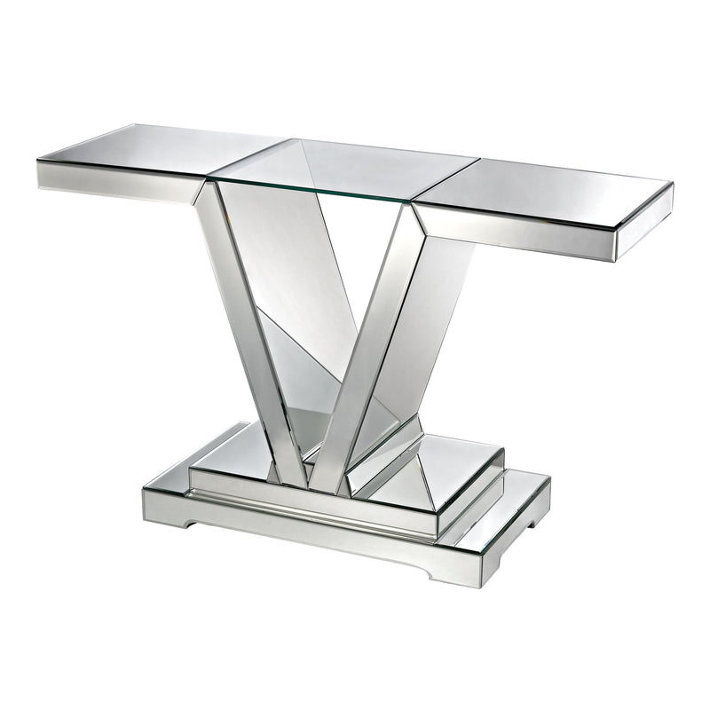 114174 Mirrored Console Table With Clear Glass Top - Free Shipping! Table - RauFurniture.com