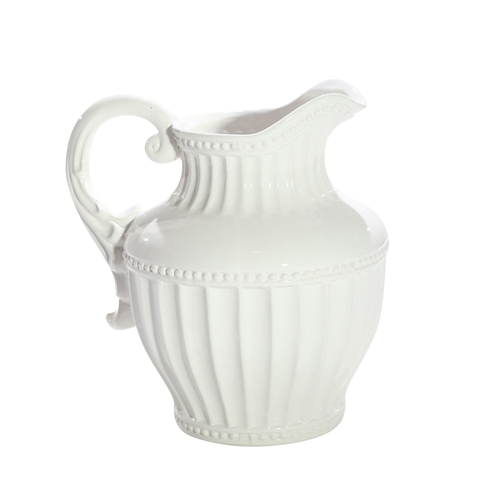 White Ceramic Pitcher 11.5